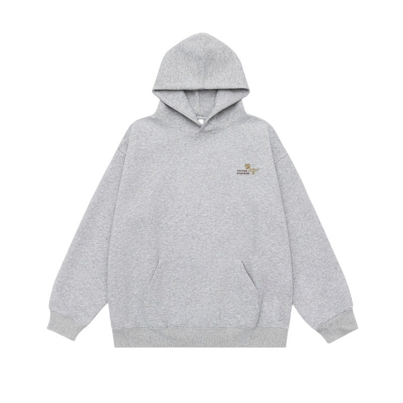 Unisex Oversize-Kapuzenpullover aus schwerer French-Terry mit Kängurutasche und dezenter Bruststickerei Echoarchiv