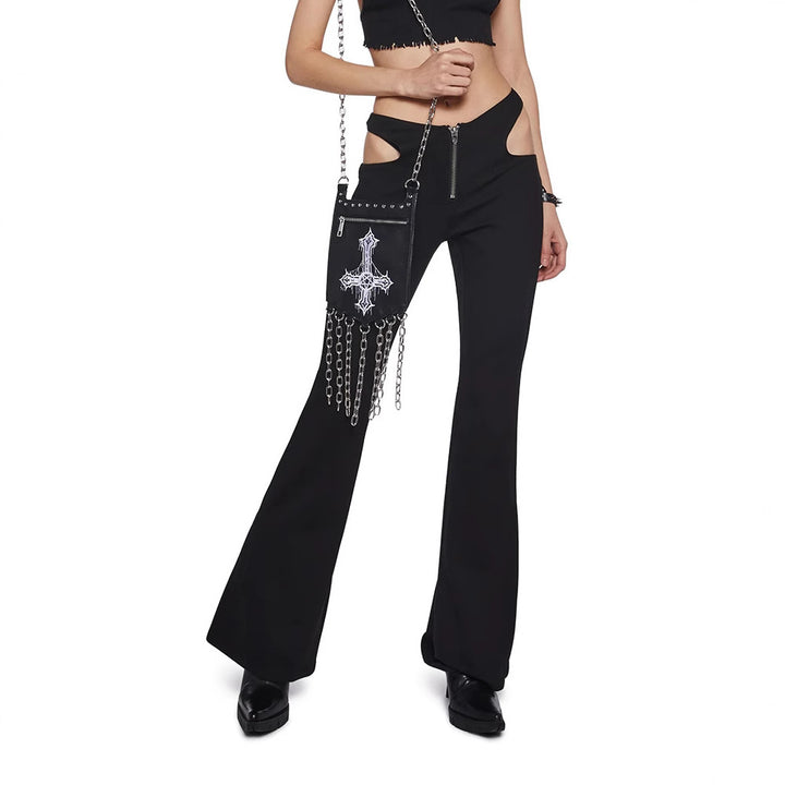 Damen Figurbetonte Schlaghose mit seitlichen Cut-Outs Echo Archiv