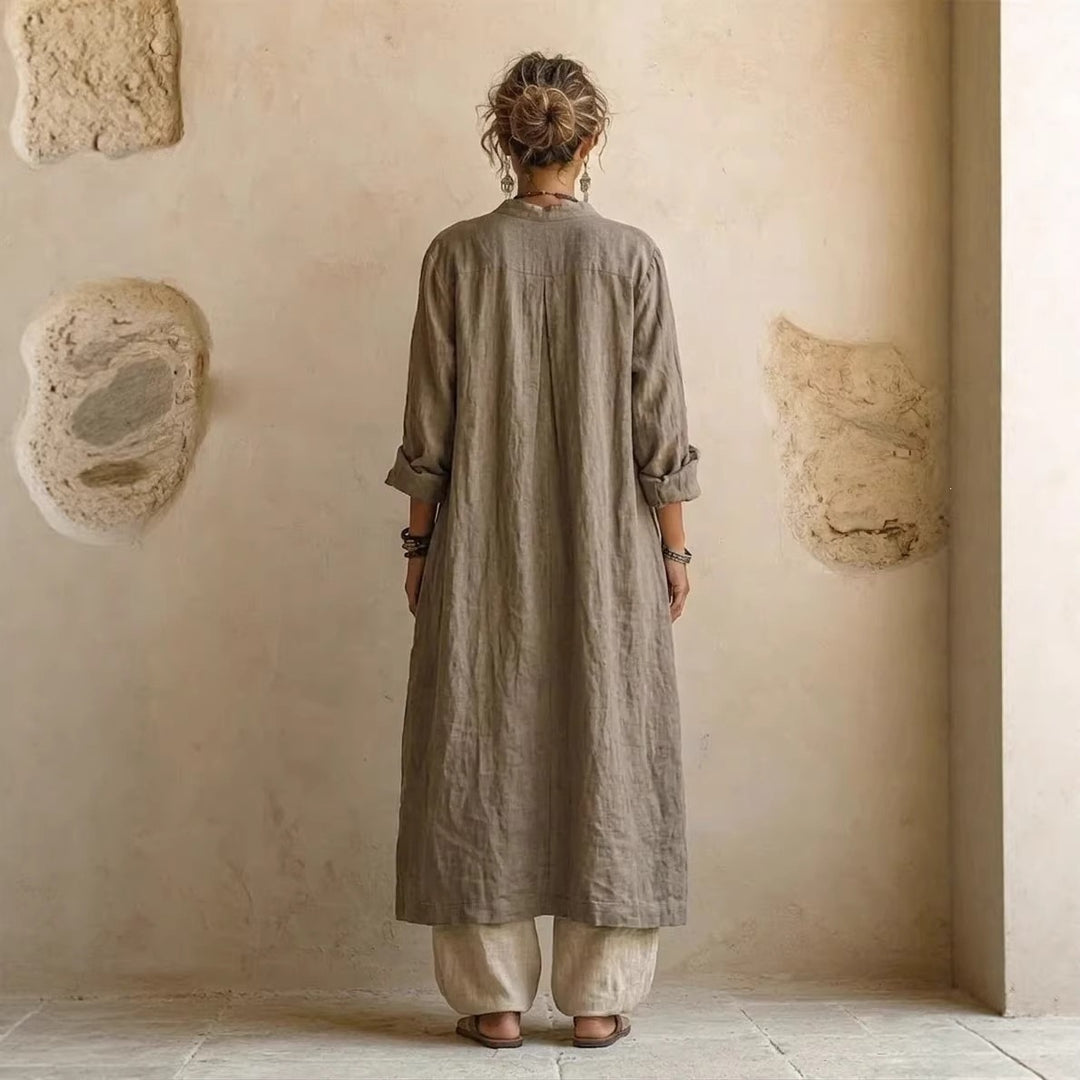 Damen Lässige Leinenhose mit hohem Bund Echo Archiv