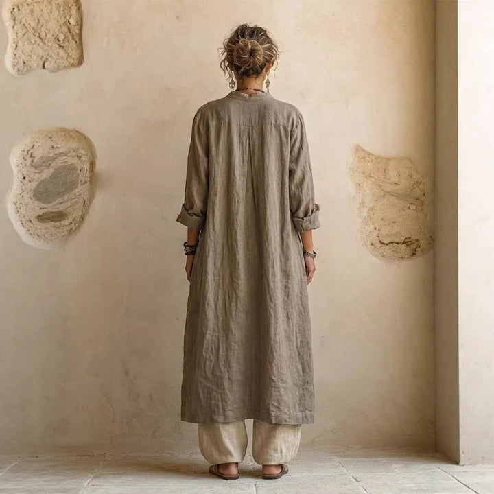 Damen Lässige Leinenhose mit hohem Bund Echo Archiv