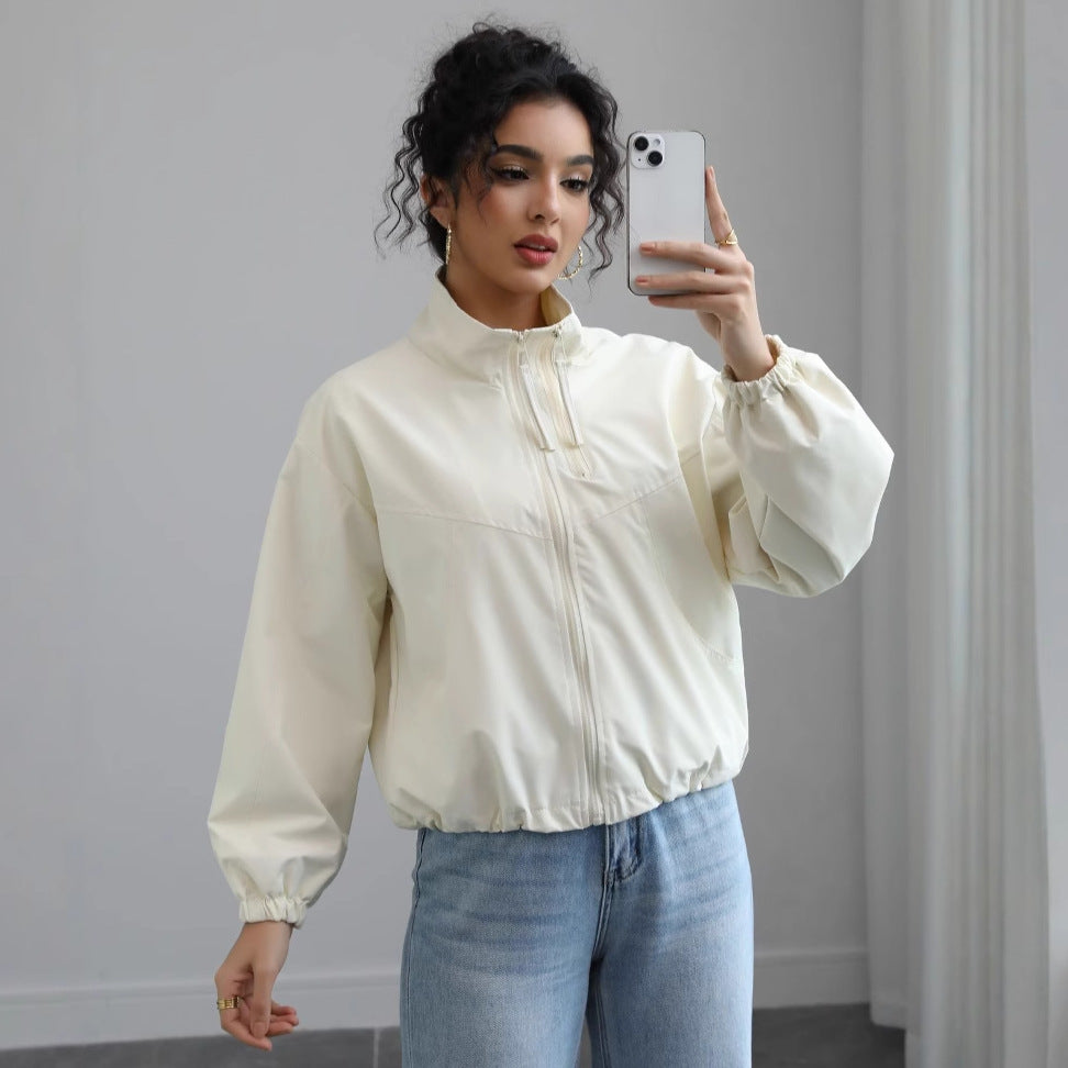 Damen Lässige Oversize-Blousonjacke mit Ballonärmeln Echoarchiv