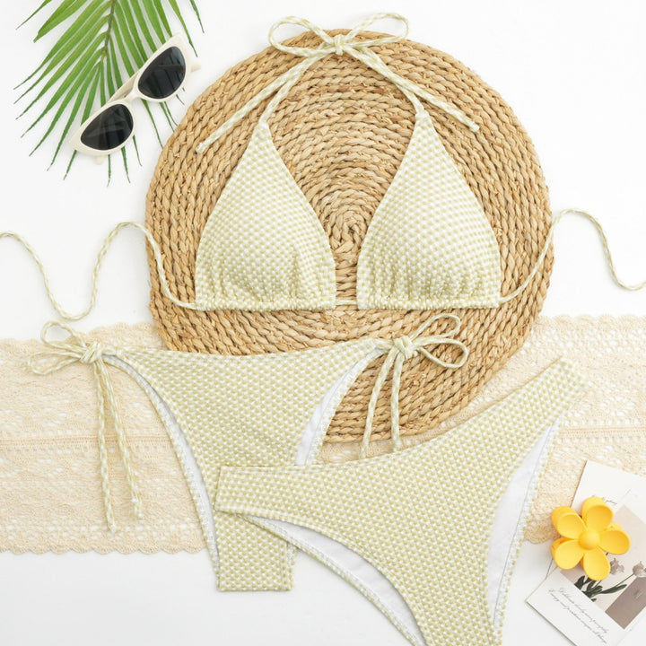 Damen Triangel-Bikini-Set mit verstellbaren Trägern und klassischem Karomuster Echo Archiv