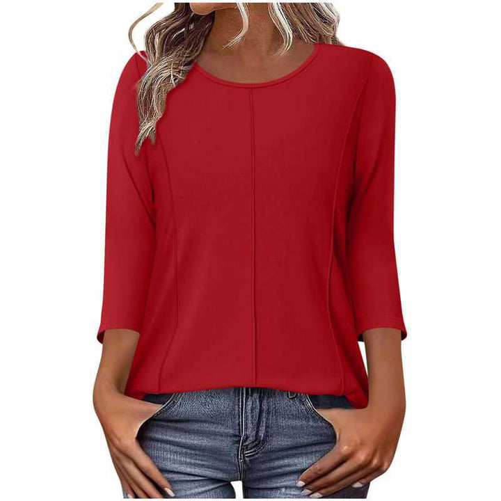 Damen lässiges Shirt mit dreiviertelärmeln und dekorativer Mittelnaht – Avérine