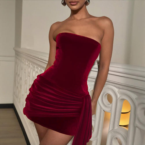 Damen verführerisches Bustier-Kleid mit asymmetrischem Rüschensaum Echo Archiv