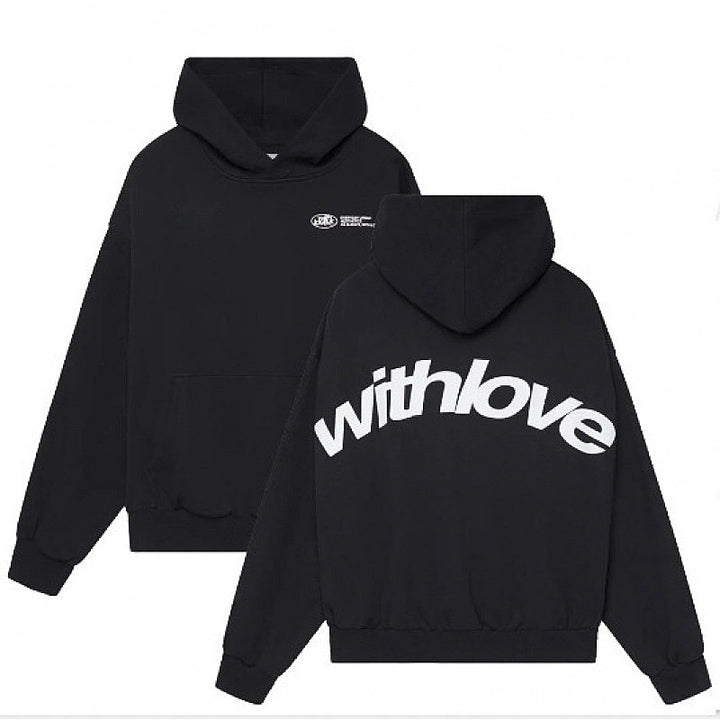 Unisex nan oversized Kapuzenpullover mit großflächigem Rückenprint, Kängurutasche und gerippten Bündchen Echo Archiv