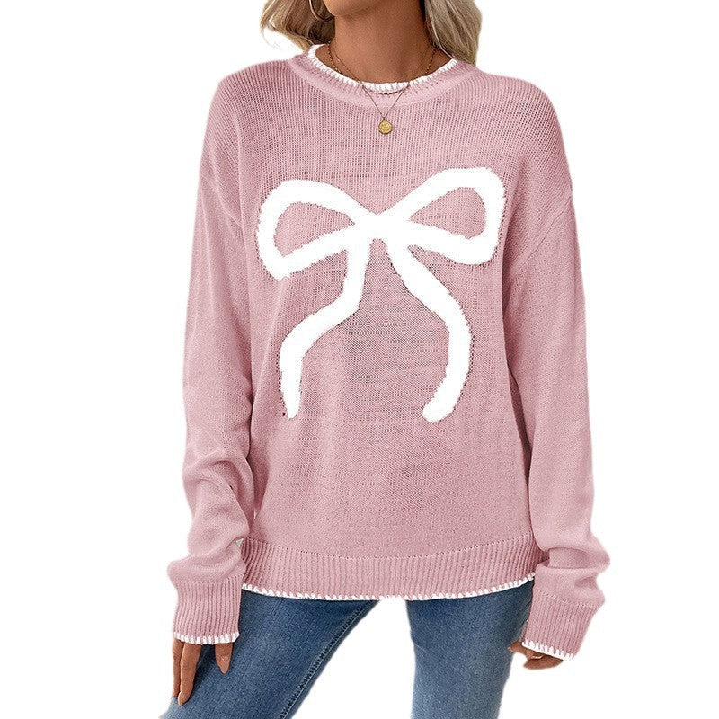 Damen Weihnachtlicher Strickpullover mit Schleifenmotiv Echo Archiv