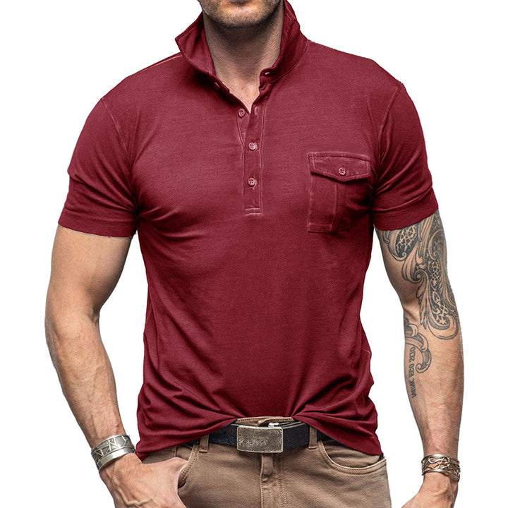 Herren Poloshirt mit praktischem Brustfach und modernem Stehkragen Echoarchiv