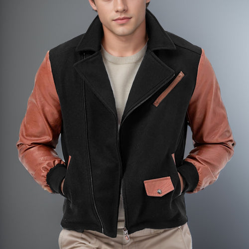 Herren modische Übergangsjacke mit kontrastierenden Ärmeln und praktischen Taschen Echoarchiv