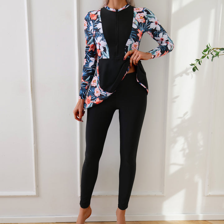 Damen Modischer Badeset mit langer Tunika und Leggings Echo Archiv