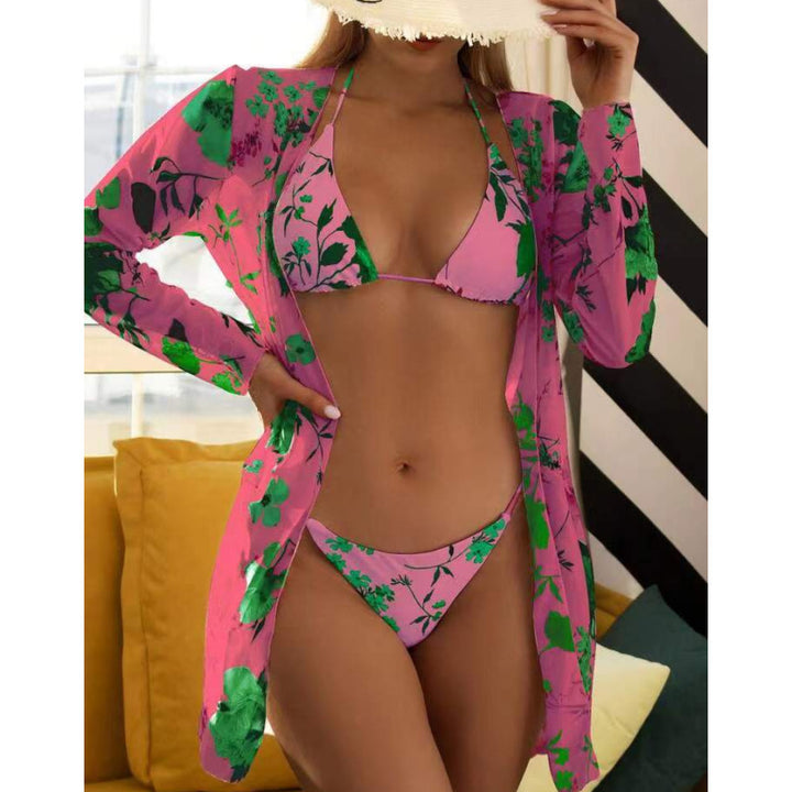 Damen Badeanzug mit transparenter Strandumhüllung und botanischem Druck Echo Archiv