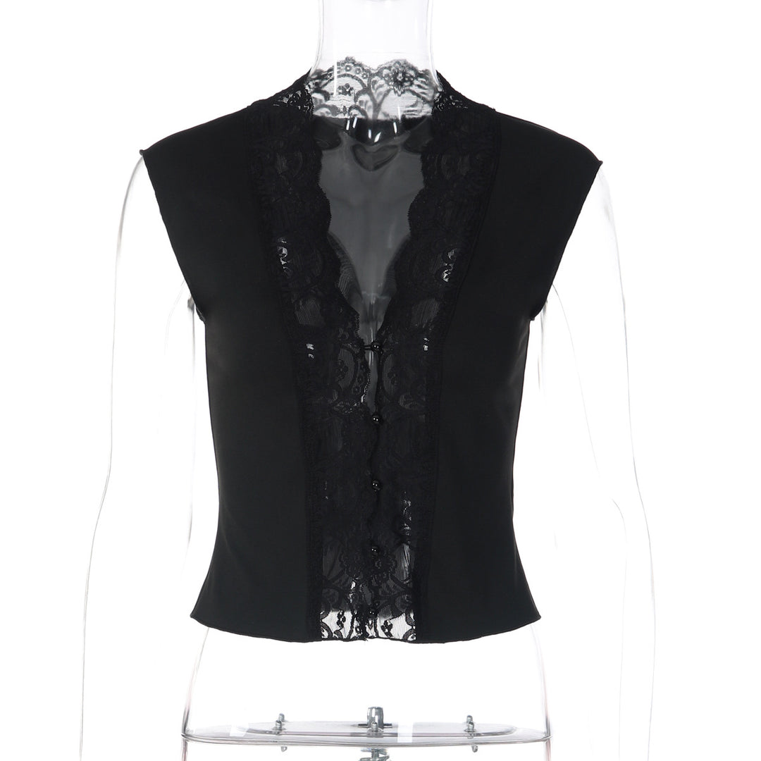 Damen Elegantes Spitzenoberteil mit tiefem V-Ausschnitt Echo Archiv