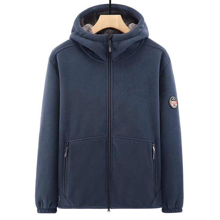 Herren Fleece-Kapuzenjacke mit Teddyfutter, Zwei-Wege-Reißverschluss und verdeckten Reißverschlusstaschen Echo Archiv