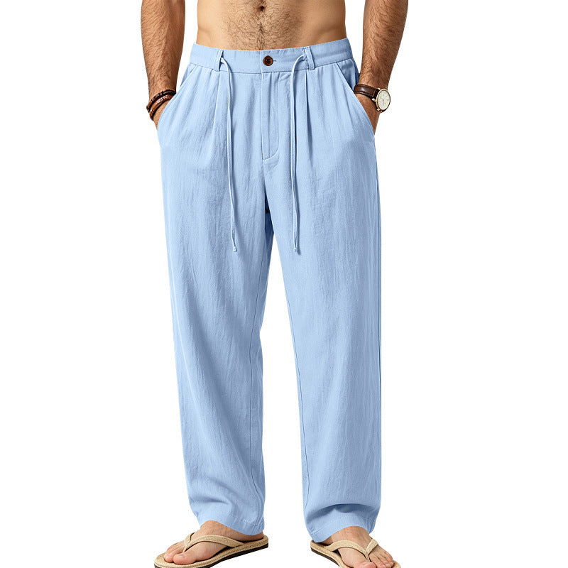 Herren Leichte Leinenhose mit Bundfalten und Kordelzug Echoarchiv