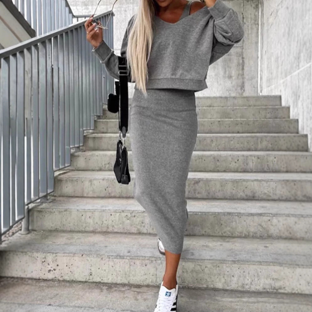 Damen nan ärmelloses Feinstrick-Maxikleid mit V-Ausschnitt, körpernaher Silhouette und stretchigem Baumwollmix Echo Archiv