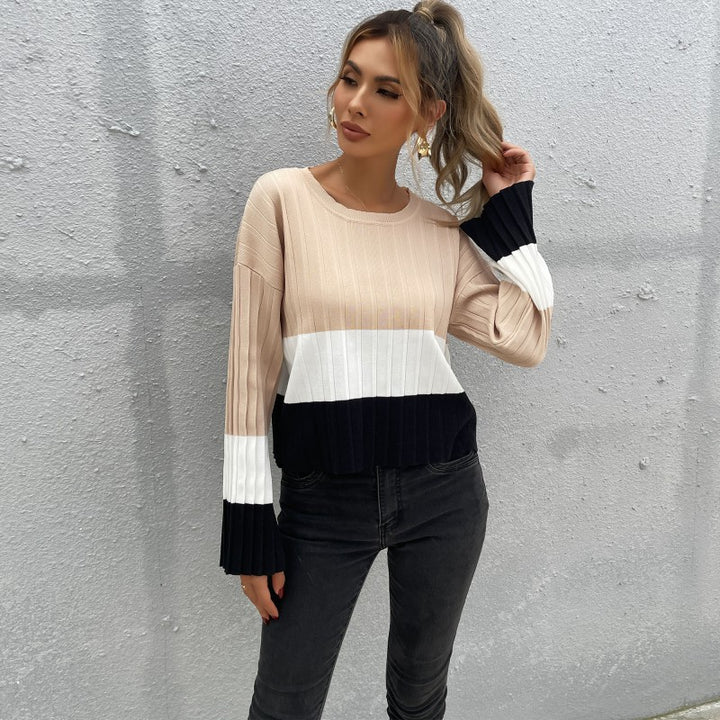 Damen Lässiger Strickpullover mit Rippstruktur und weiten Ärmeln Echo Archiv