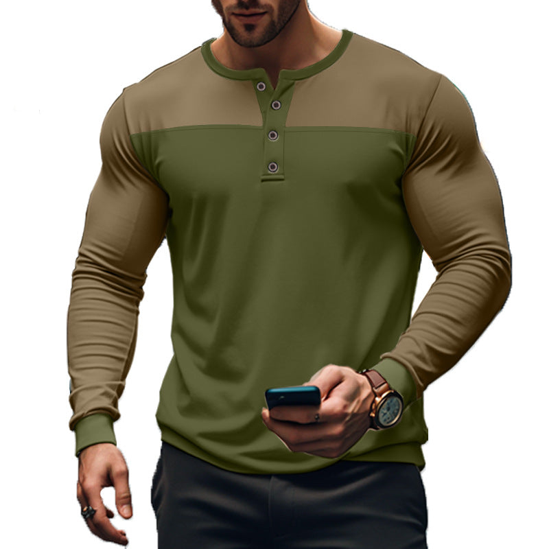 Herren nan funktionales Henley-Langarmshirt mit Raglanärmeln, verstärkter Knopfleiste und tailliertem Schnitt Echo Archiv