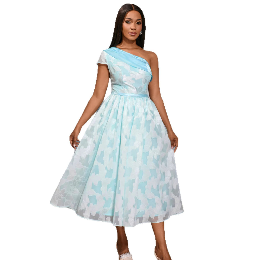 Damen Chiffon Abendkleid mit asymmetrischem Ausschnitt Echo Archiv