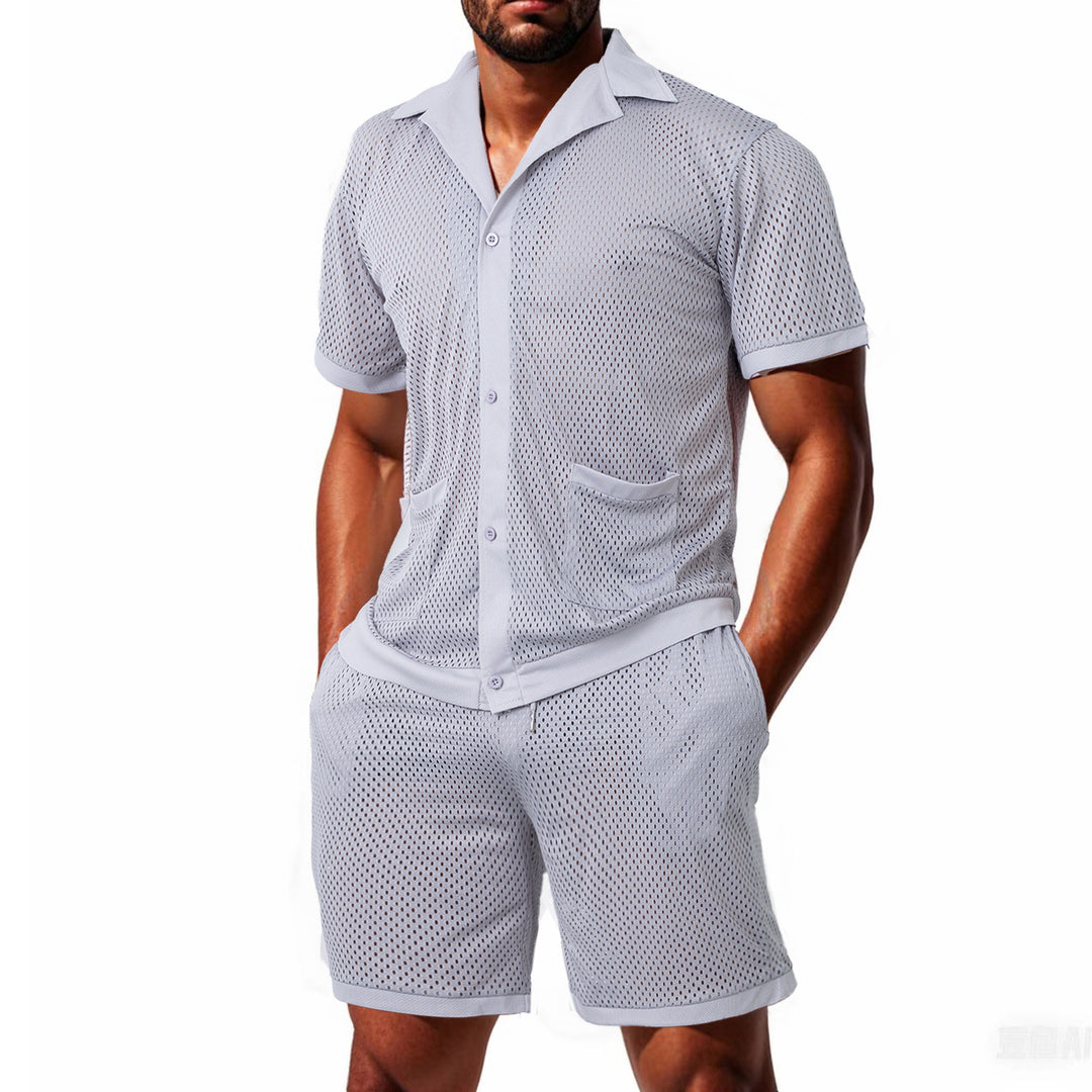Herren leichter Mesh-Sommeranzug mit praktischen Taschen und atmungsaktivem Design Echoarchiv