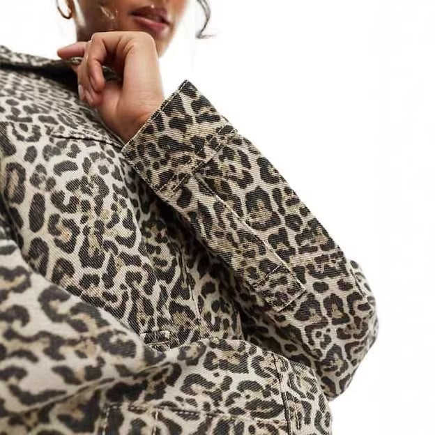 Damen Modische Jacke mit Leopardenmuster – Célinea