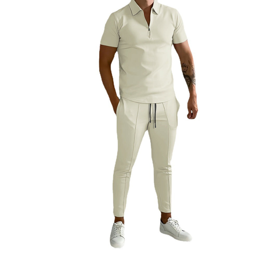 Herren hochwertiges Freizeit-Set mit kurzem Reißverschluss und stylischen Akzenten Echoarchiv