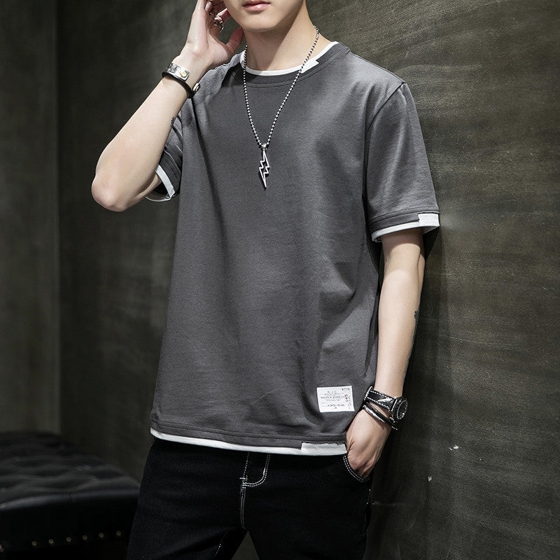 Herren lässiges Basic T-Shirt mit kontrastierenden Ärmeln Echoarchiv