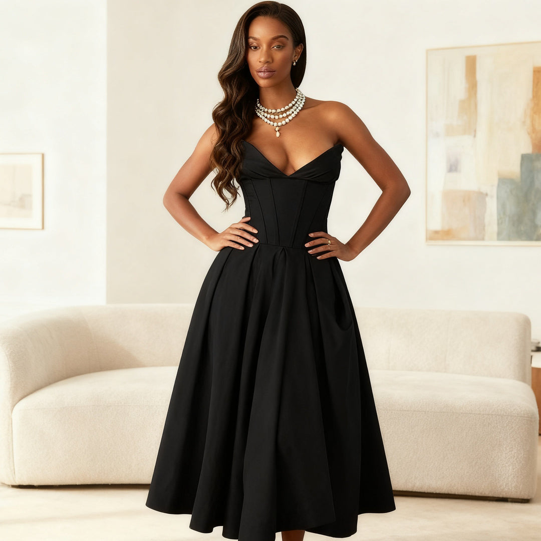 Damen Elegant geschnittenes Korsettkleid mit schwingendem Rock Echo Archiv