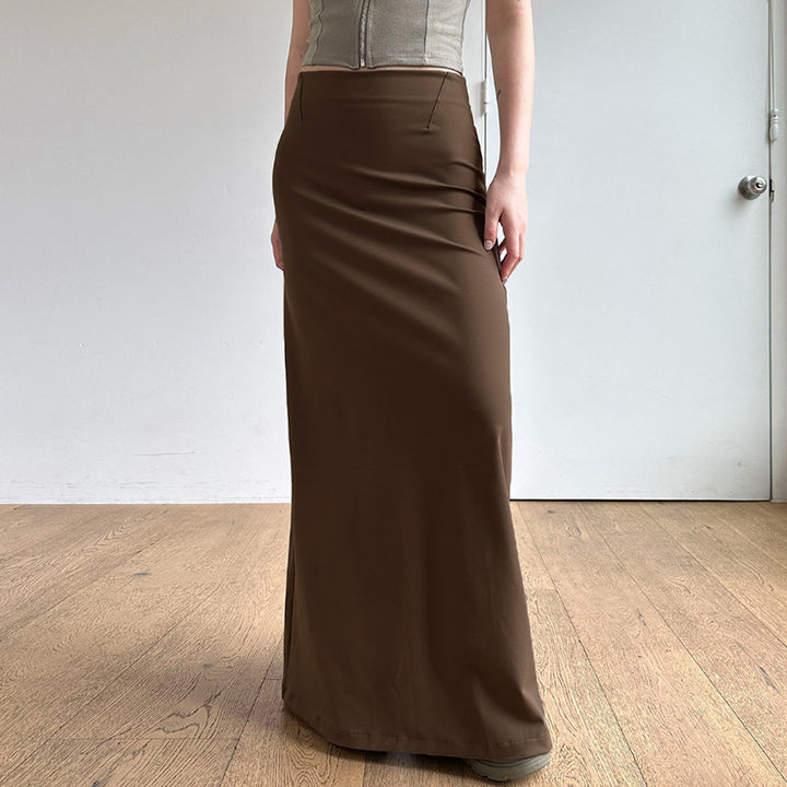 Damen Langer Maxirock mit Frontschlitz, elastischem Bund und Eingrifftaschen Echo Archiv