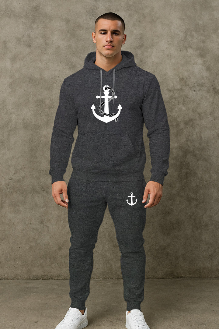 Herren Hoodie- und Jogginghose-Set mit maritimem Ankerdesign Echoarchiv
