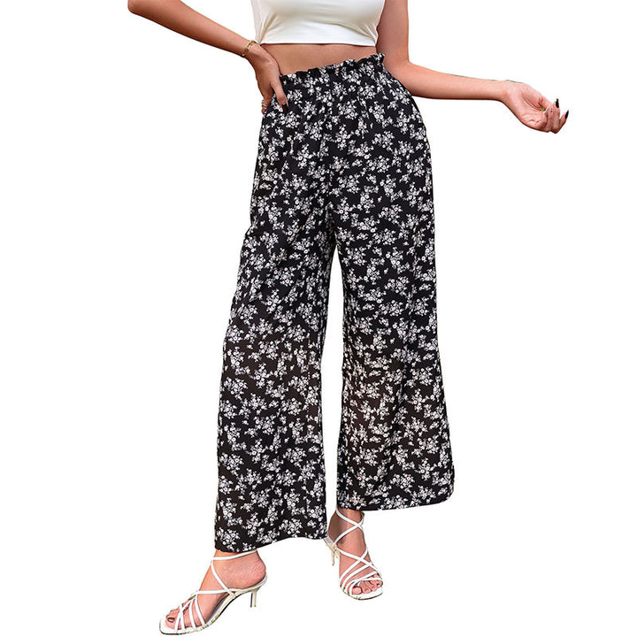 Damen Leichte Palazzo‑Hose mit elastischem Smokbund und zartem Blumenprint Echoarchiv