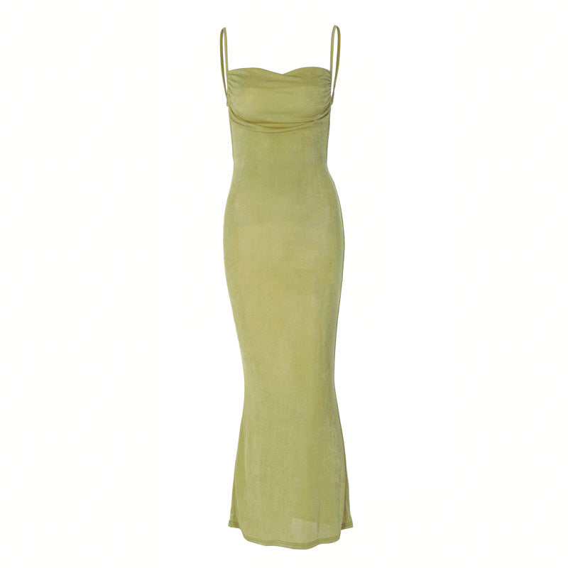 Damen Stilvolles Trägerkleid mit elastischem Netzstoff Echo Archiv