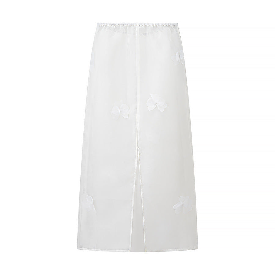 Damen Transparenter Organza-Unterrock mit elastischem Bund und 3D‑Blütenapplikation Echo Archiv