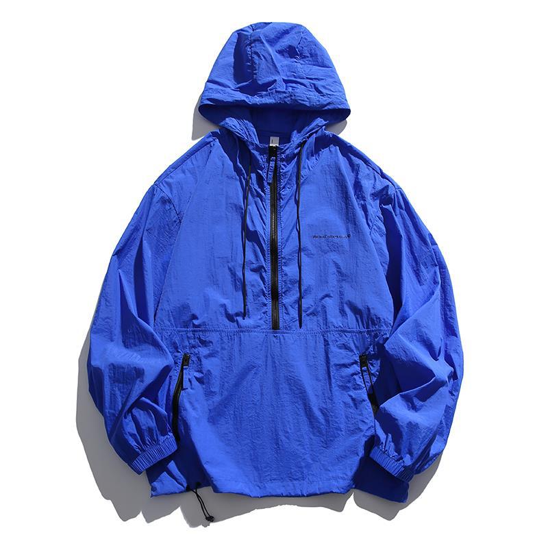 Unisex Leichter Ripstop-Hoodie-Anorak mit Halbreißverschluss, Kordelzug & Reißverschlusstaschen Echoarchiv