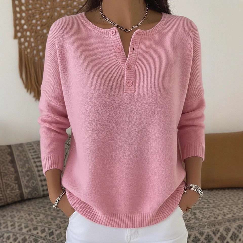 Damen Bequemer und eleganter Strickpullover mit Knopfleiste Echo Archiv