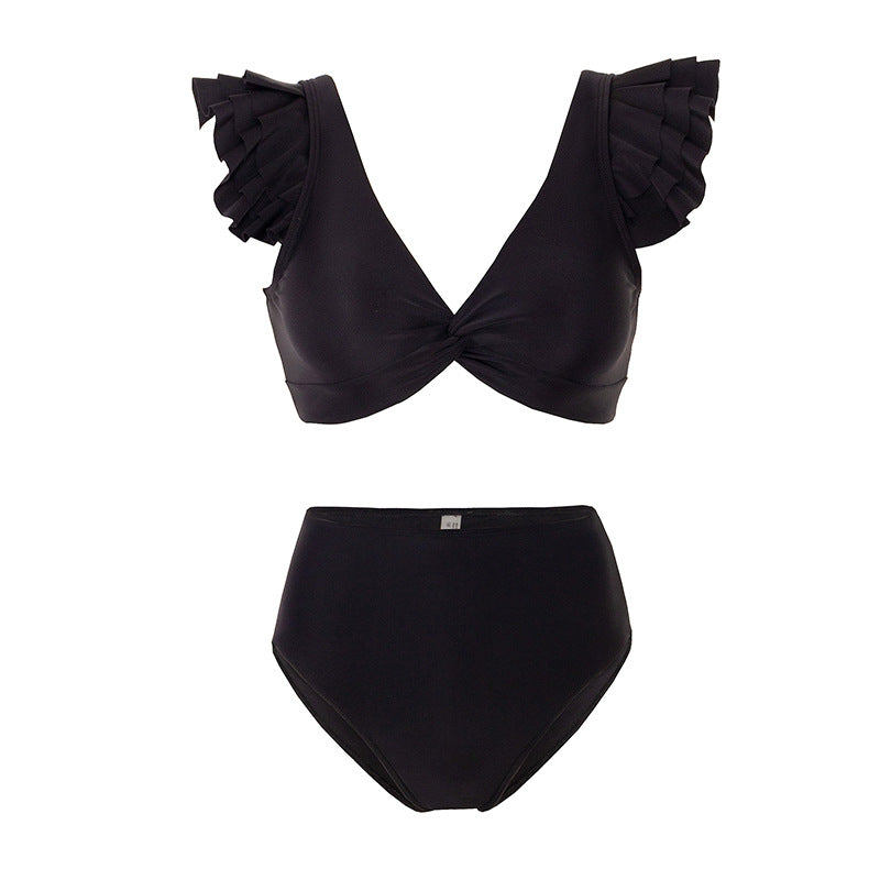 Damen Bikiniset mit dekorativem Rüschendesign und transparenter Strandtunika Echo Archiv