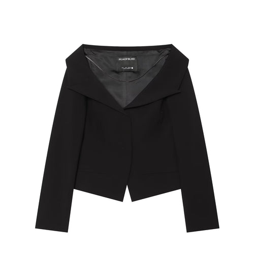 Damen Cropped-Blazer mit weitem Schalkragen und asymmetrischem Saum Echoarchiv