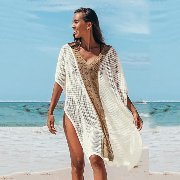 Damen Strandkleid mit romantischem Häkelmuster und voluminösen Ärmeln Echo Archiv