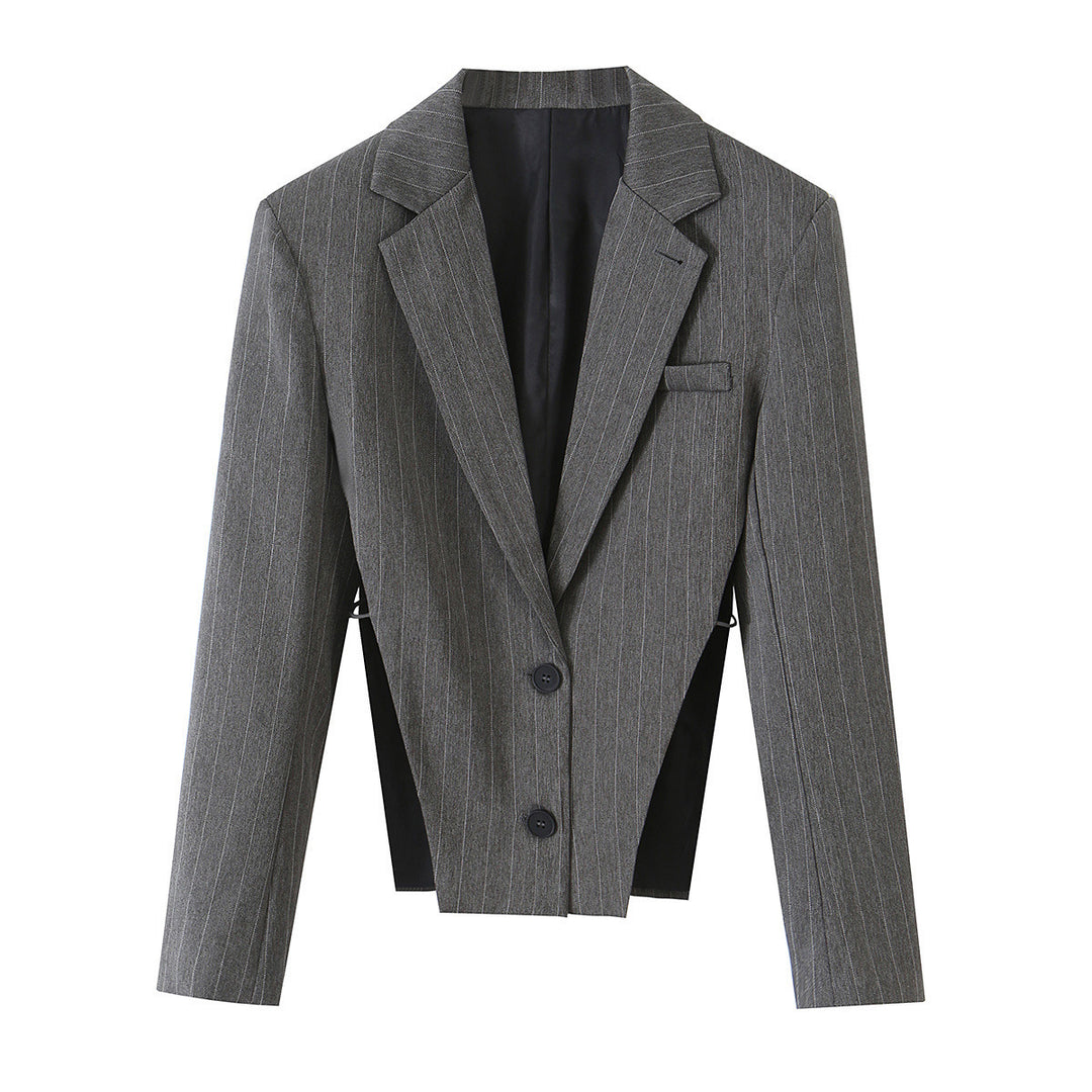 Damen Taillierter Cropped‑Blazer mit Seiteneinsätzen und Nadelstreifen Echo Archiv
