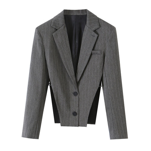 Damen Taillierter Cropped‑Blazer mit Seiteneinsätzen und Nadelstreifen Echo Archiv