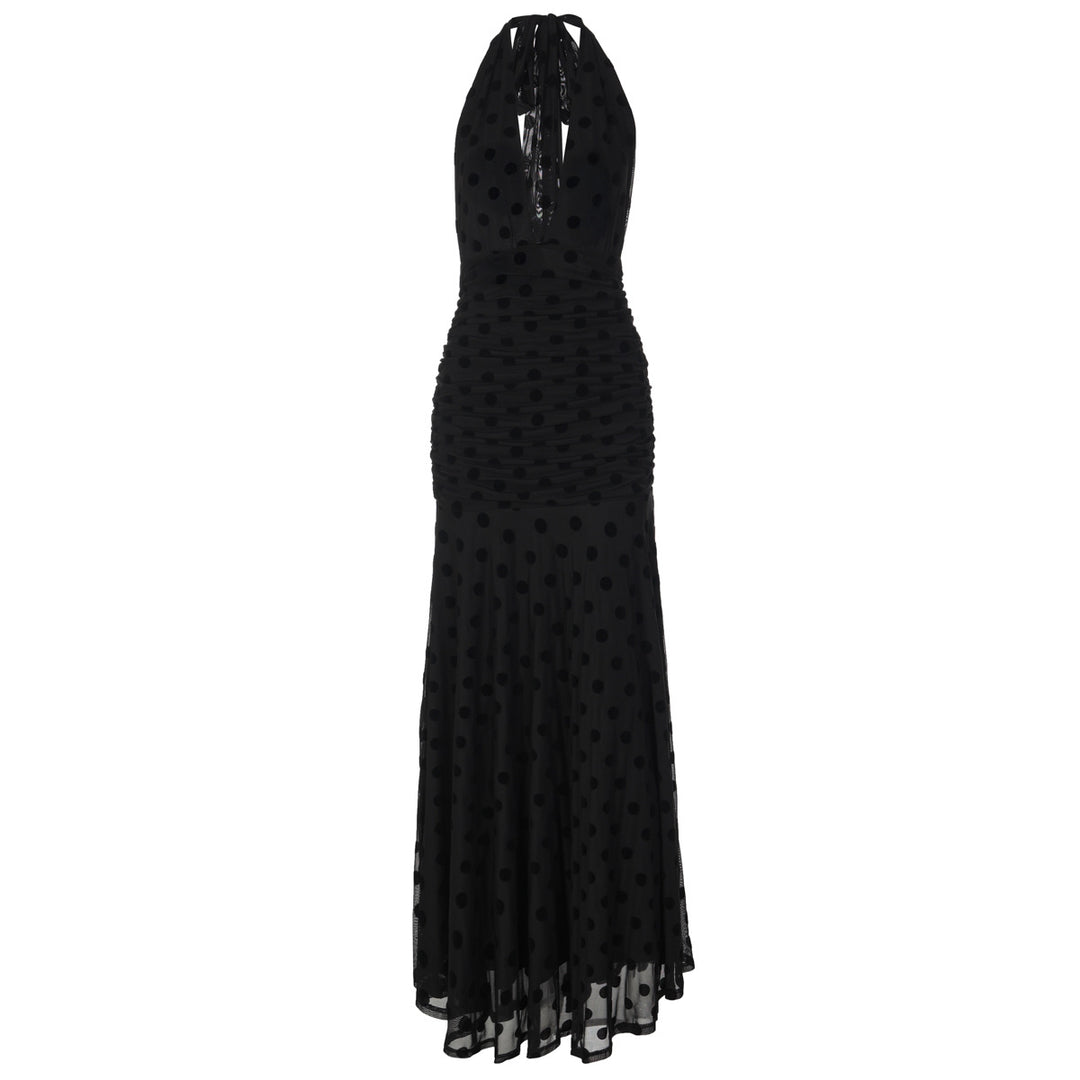 Damen Elegantes Maxikleid mit tiefem Ausschnitt und voluminösem Rock Echo Archiv