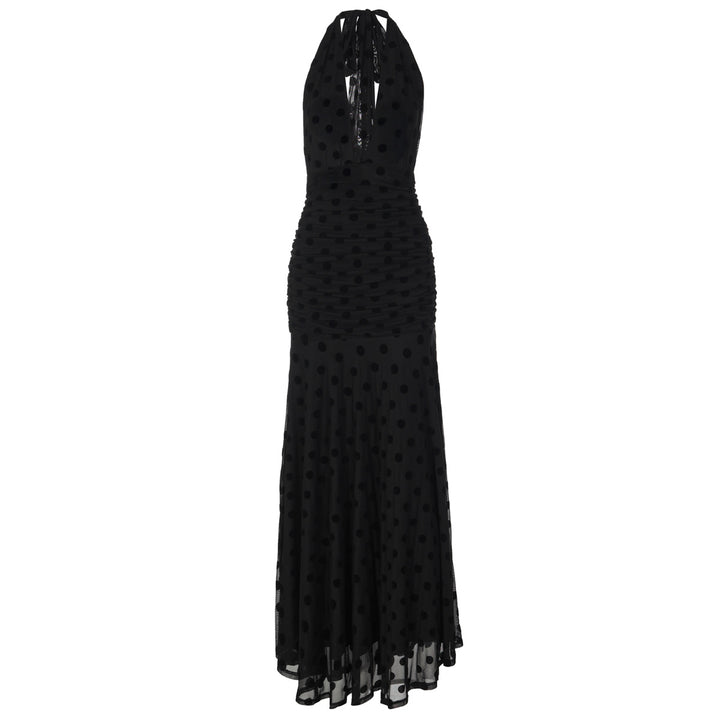 Damen Elegantes Maxikleid mit tiefem Ausschnitt und voluminösem Rock Echo Archiv