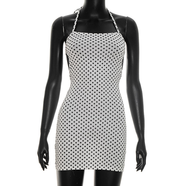 Damen figurbetontes Minikleid mit Polka-Dots und Spaghettiträgern Echo Archiv