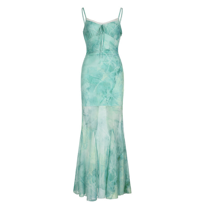 Damen Maxikleid mit fließendem Schnitt und romantischen Transparenzakzenten Echo Archiv