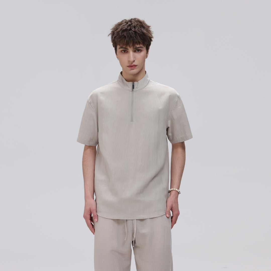 Herren Kurzarm‑Halbzip‑Shirt mit Stehkragen und Relaxed‑Fit Echo Archiv