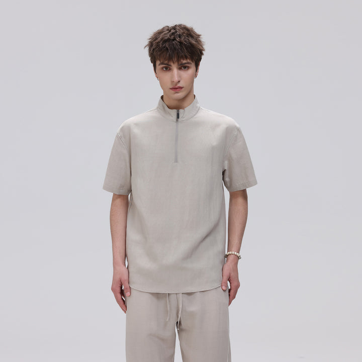 Herren Kurzarm‑Halbzip‑Shirt mit Stehkragen und Relaxed‑Fit Echo Archiv