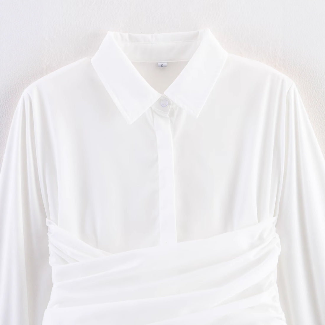 Damen Wickeloptik-Hemdbluse mit drapiertem Tailleneinsatz Echoarchiv