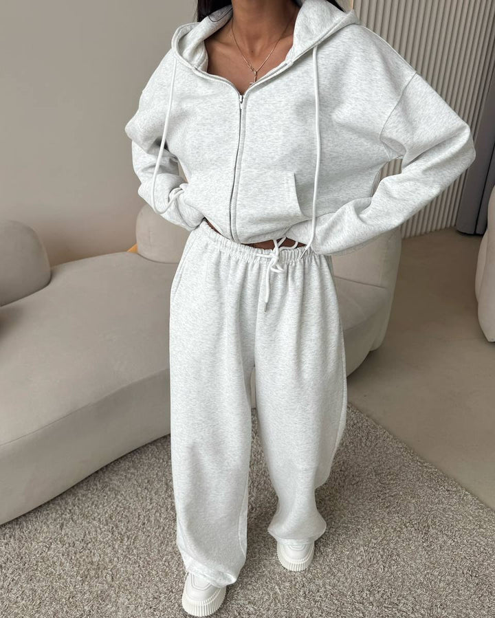 Damen nan weite Highwaist-Loungehose aus Sweatstoff mit Kordelzug und Eingrifftaschen Echo Archiv