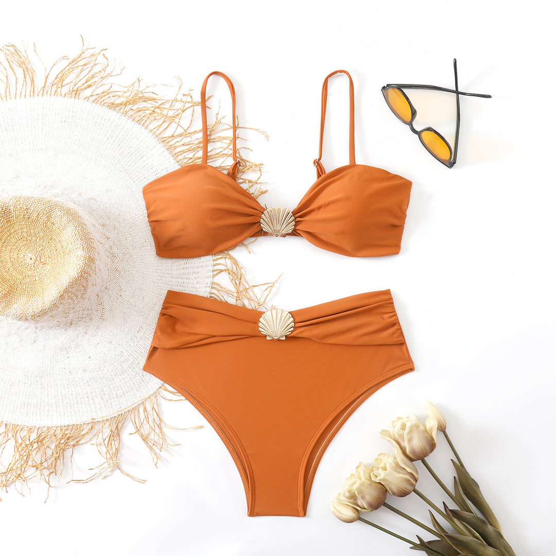 Damen Bikini-Set mit schickem Muschel-Detail und hohem Bund Echo Archiv