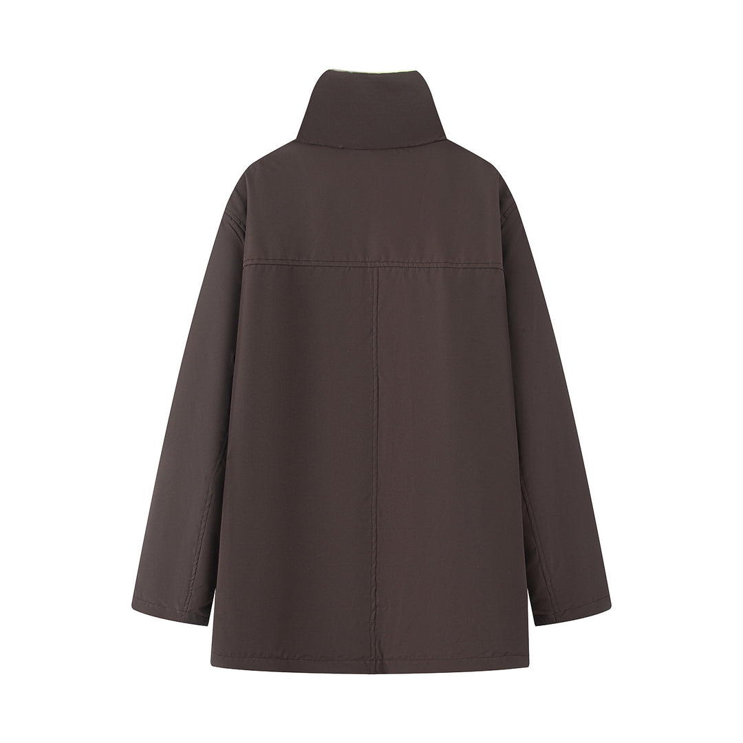 Damen oversized Parka mit hohem Teddygefüttertem Stehkragen, verdeckter Frontleiste und großen Klappentaschen – Célinea