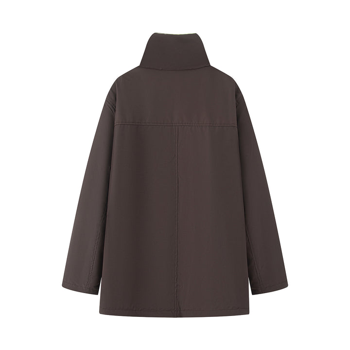 Damen oversized Parka mit hohem Teddygefüttertem Stehkragen, verdeckter Frontleiste und großen Klappentaschen – Célinea