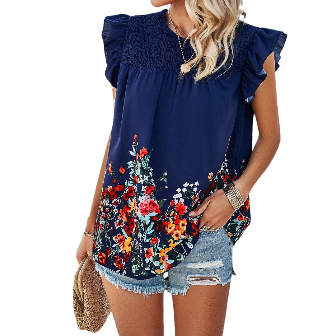 Damen Bluse mit floralen Akzenten und Rüschendetails Echo Archiv